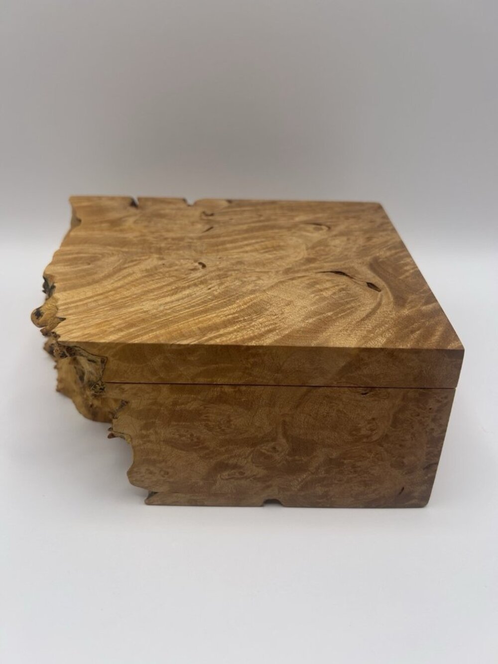 Michael Elkan Oregon Birdseye Maple Burl Box Handmade Wood Trinket Box Art Waxed - Picture 10 of 16